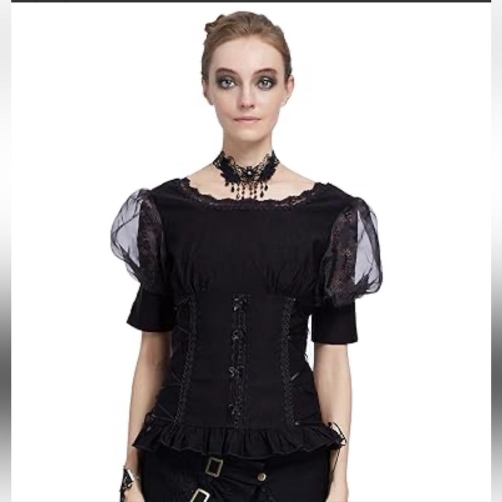 Belle Poque Retro Vintage Gothic Corset Style Top   NWT - Picture 2 of 12